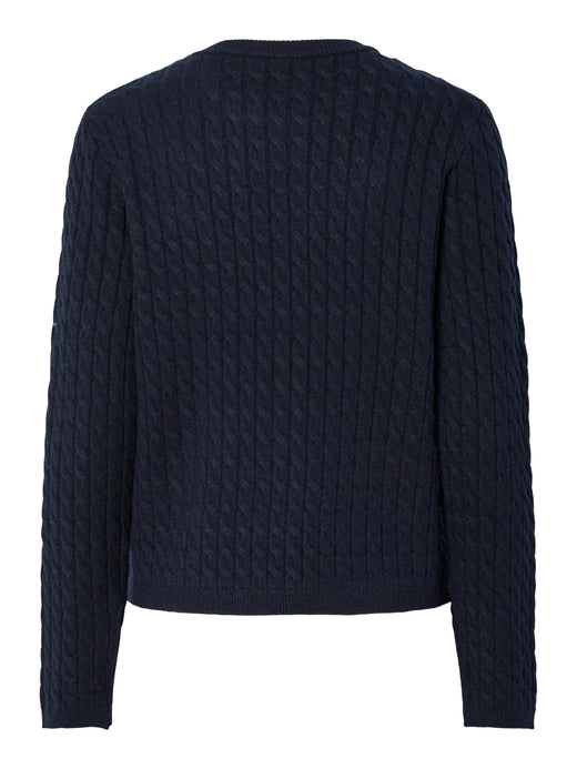 Pieces - Pcfia Ls Cable Knit - 4802310 Maritime Blue Strikbluser 