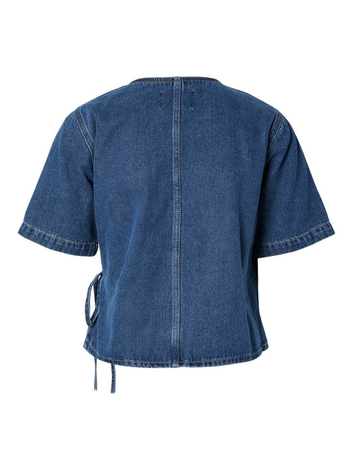 Pieces - Pcfibbo Ss Denim Top Pwp - 4795031 Medium Blue Denim