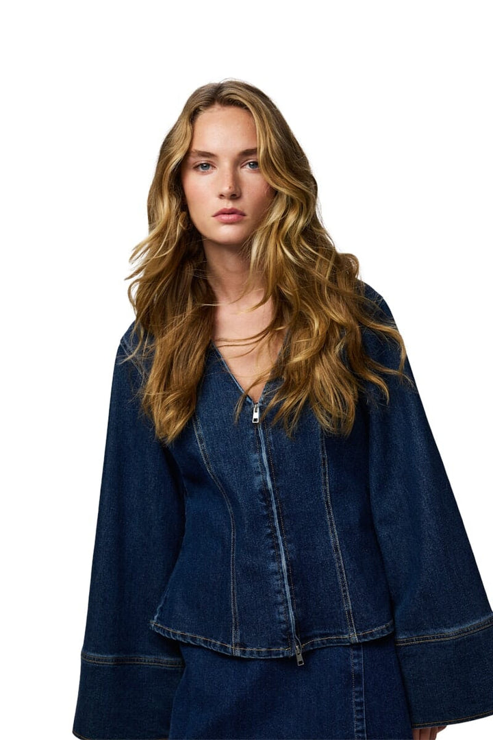 Pieces - Pcflora Ls Denim Shirt - 4930956 Dark Blue Denim Skjorter 