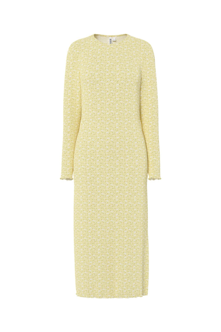 Pieces - Pcflora Ls Midi Dress - 4994214 French Vanilla Flower