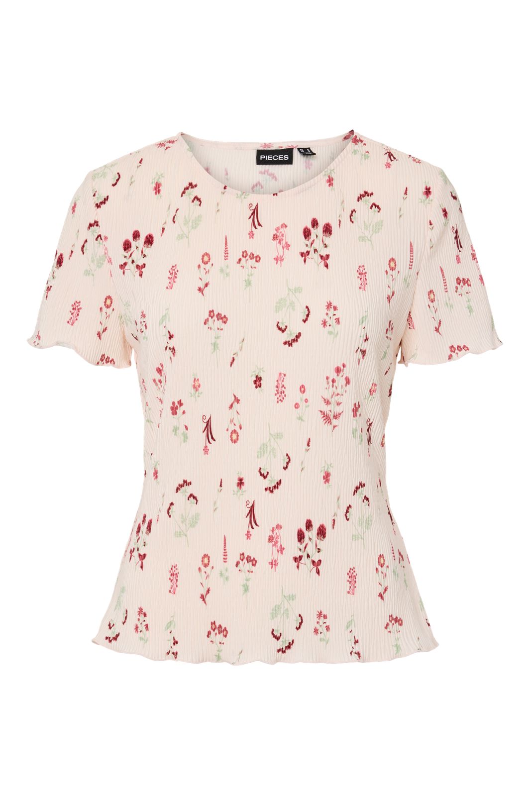 Pieces - Pcflora Ss O-Neck Top Msa - 4975241 Petal Pink Flowers