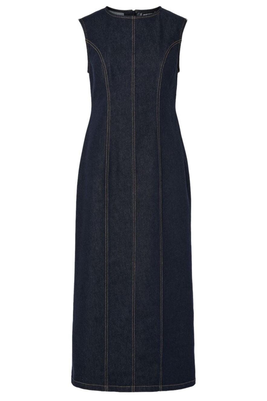 Pieces - Pcfranna Sl Long Denim Dress Fsy - 4863022 Dark Blue Denim Kjoler 