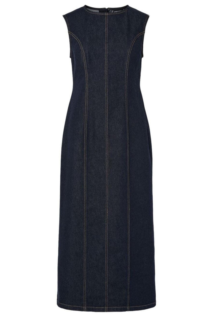 Pieces - Pcfranna Sl Long Denim Dress Fsy - 4863022 Dark Blue Denim Kjoler 