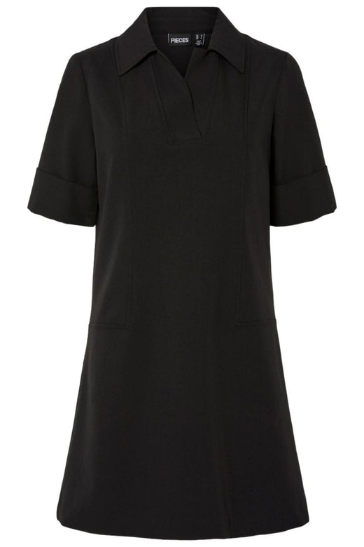 Pieces - Pcfrida Ss V-Neck Dress Fsy - 4860536 Black Kjoler 