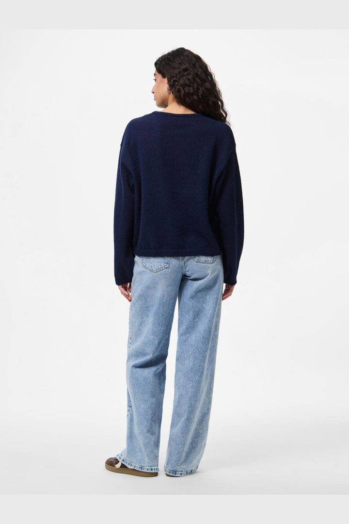 Pieces - Pcida Ls O-Neck Knit - 4805045 Maritime Blue