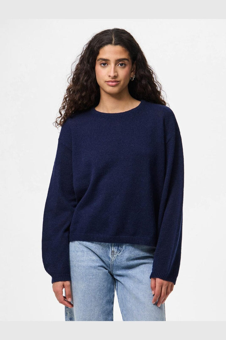 Pieces - Pcida Ls O-Neck Knit - 4805045 Maritime Blue