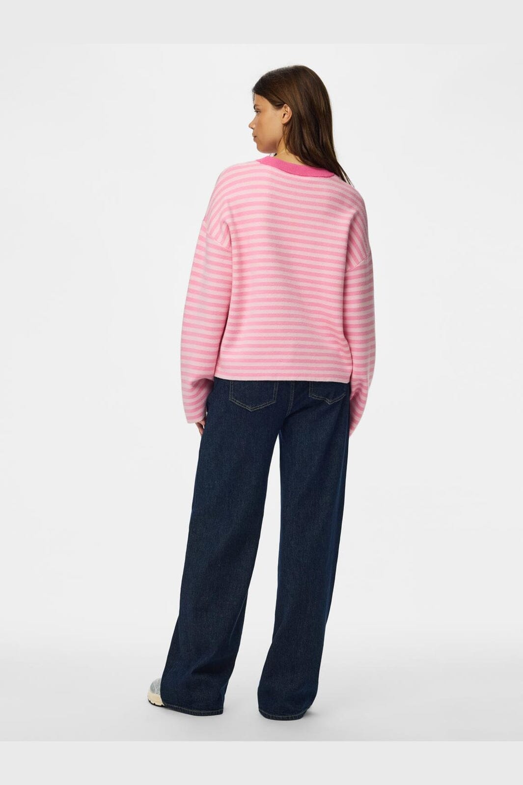 Pieces - Pcjassy Ls O-Neck Knit - 5180754 Roseate Spoonbill Sea Pink - Hot Pink Neckline