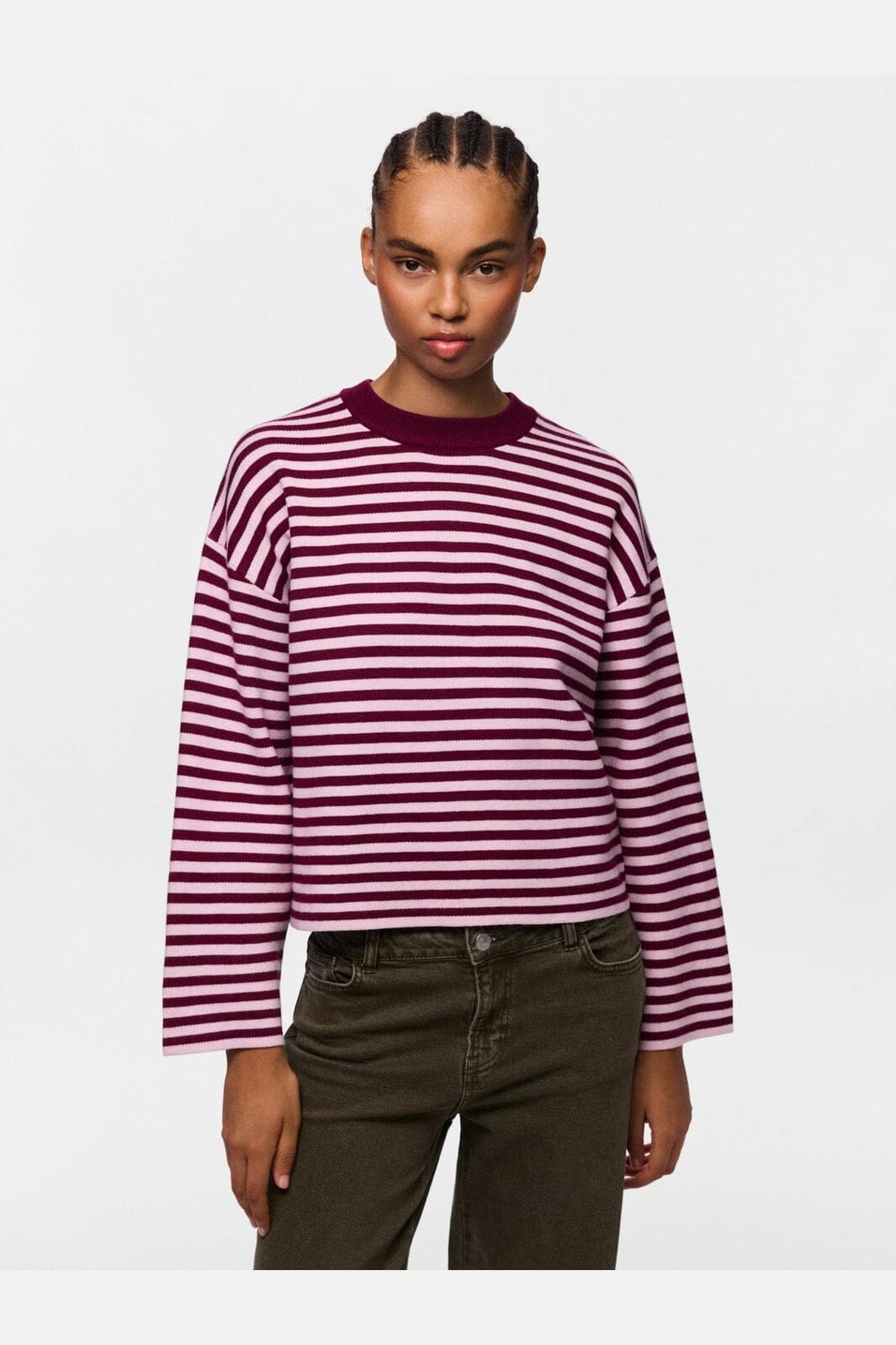 Pieces - Pcjassy Ls O-Neck Knit - 5190542 Raspberry Radiance Roseate Spoonbill