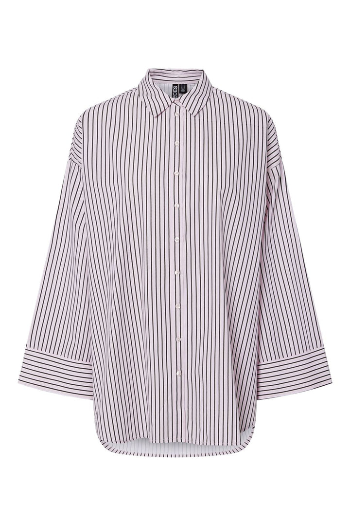 Voorbestelling - Pieces - Pcjenna Ls Long Shirt - 4945039 Pink Tulle Delicioso And Bright White