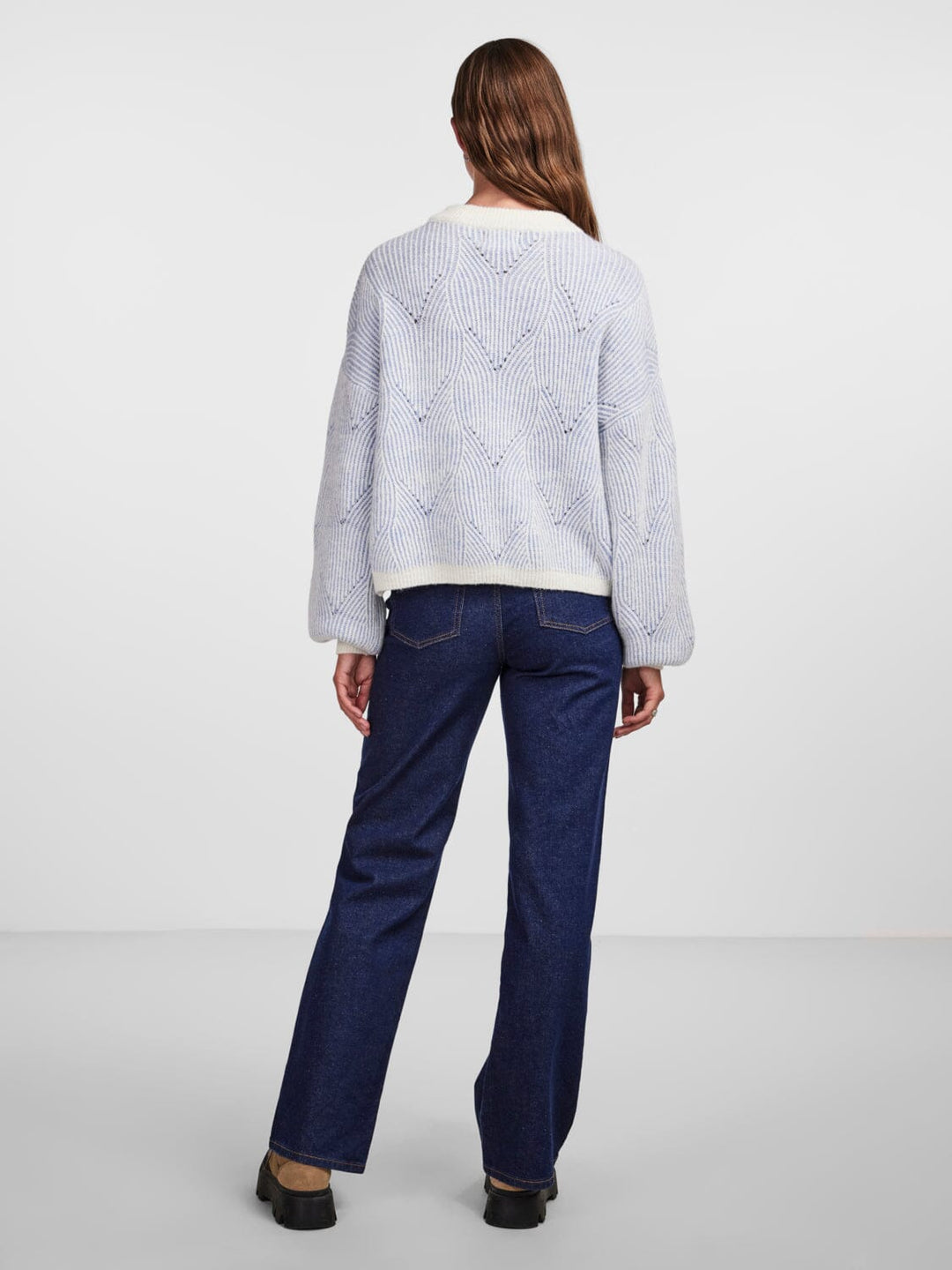 Pieces - Pcjenna Ls O-Neck Knit - 4432776 Angel Falls