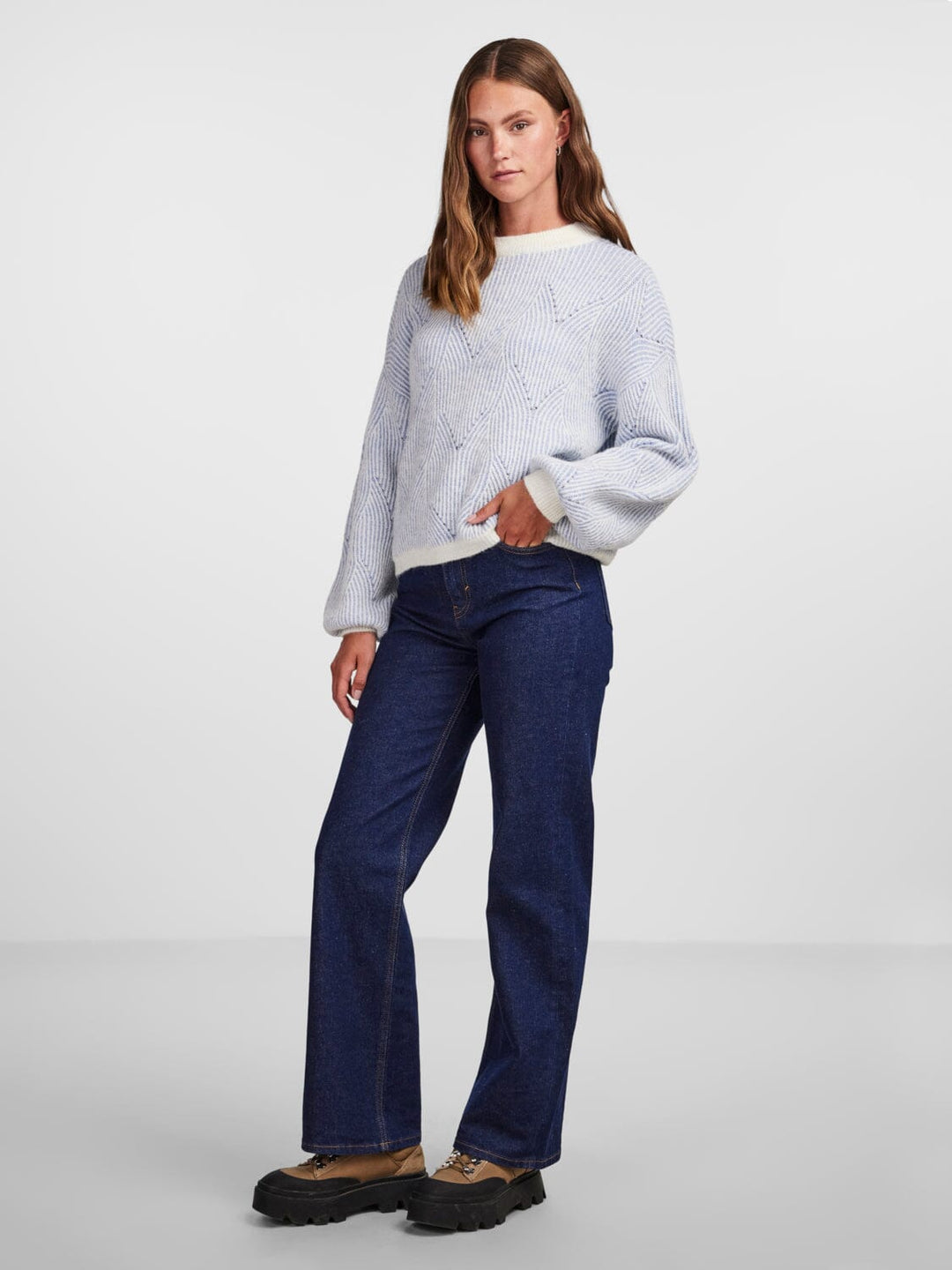 Pieces - Pcjenna Ls O-Neck Knit - 4432776 Angel Falls