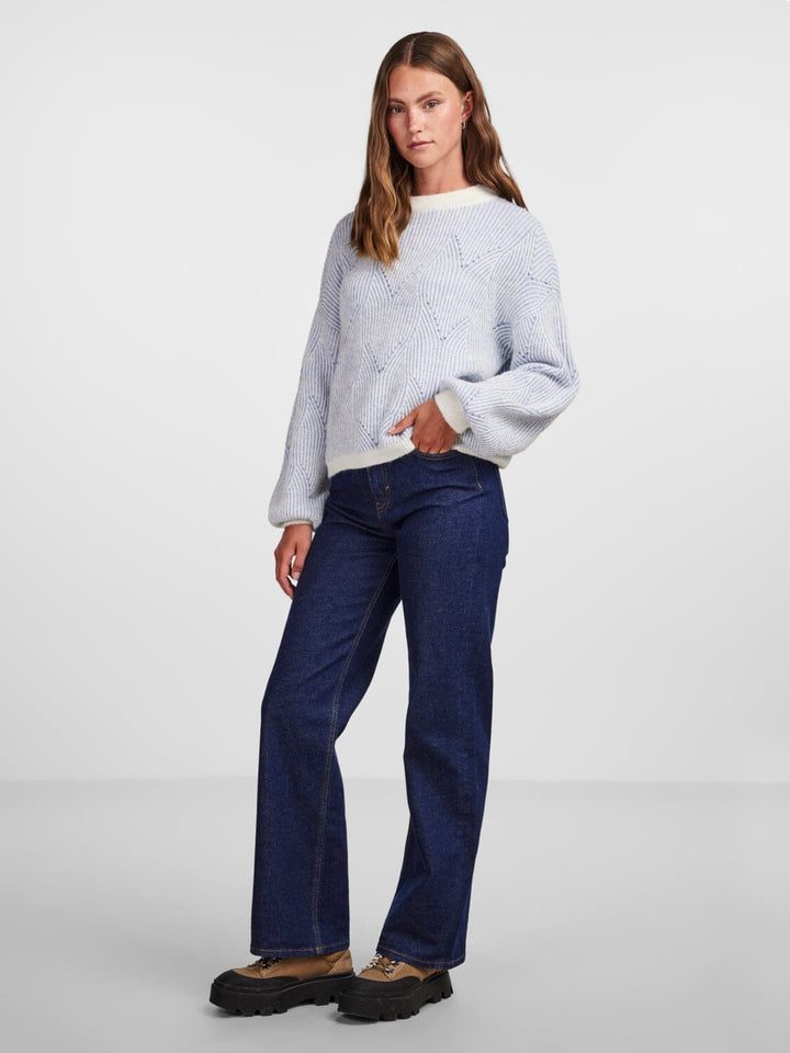 Pieces - Pcjenna Ls O-Neck Knit - 4432776 Angel Falls
