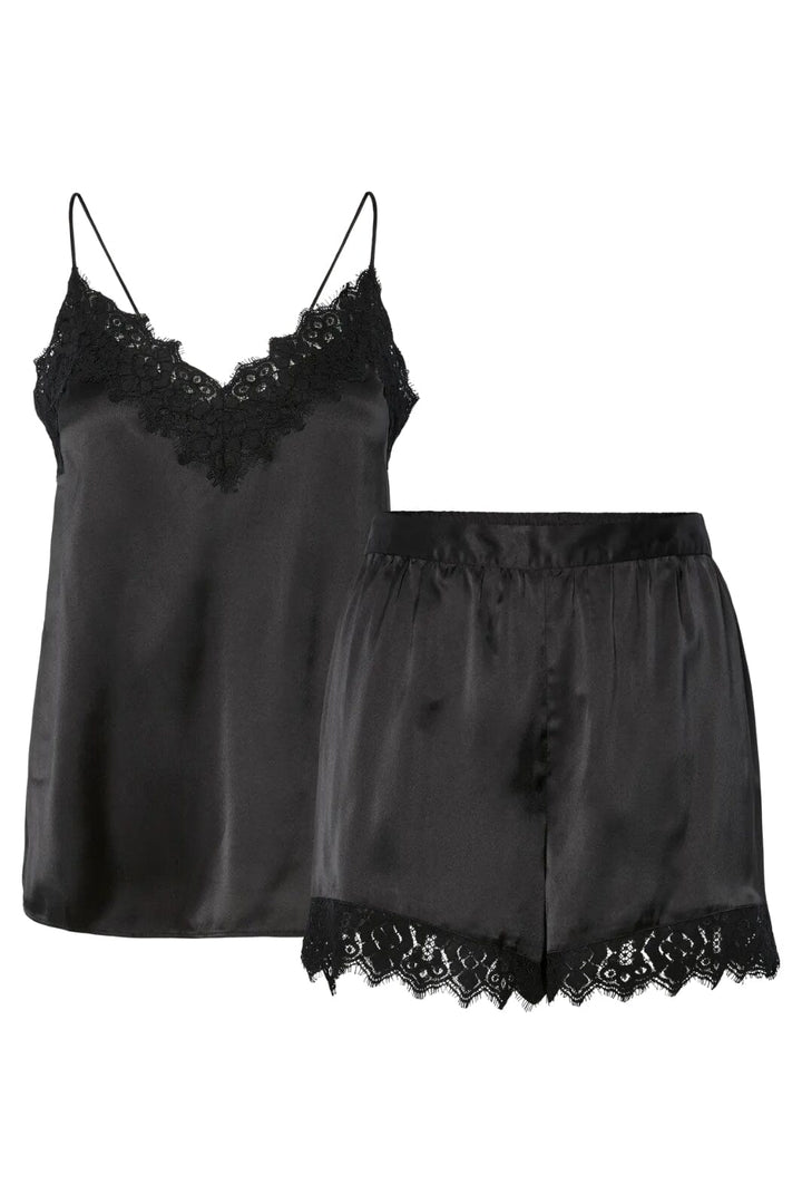 Pieces - Pcjenna Xmas Satin Nightwear Set - 4831300 Black Nattøj 