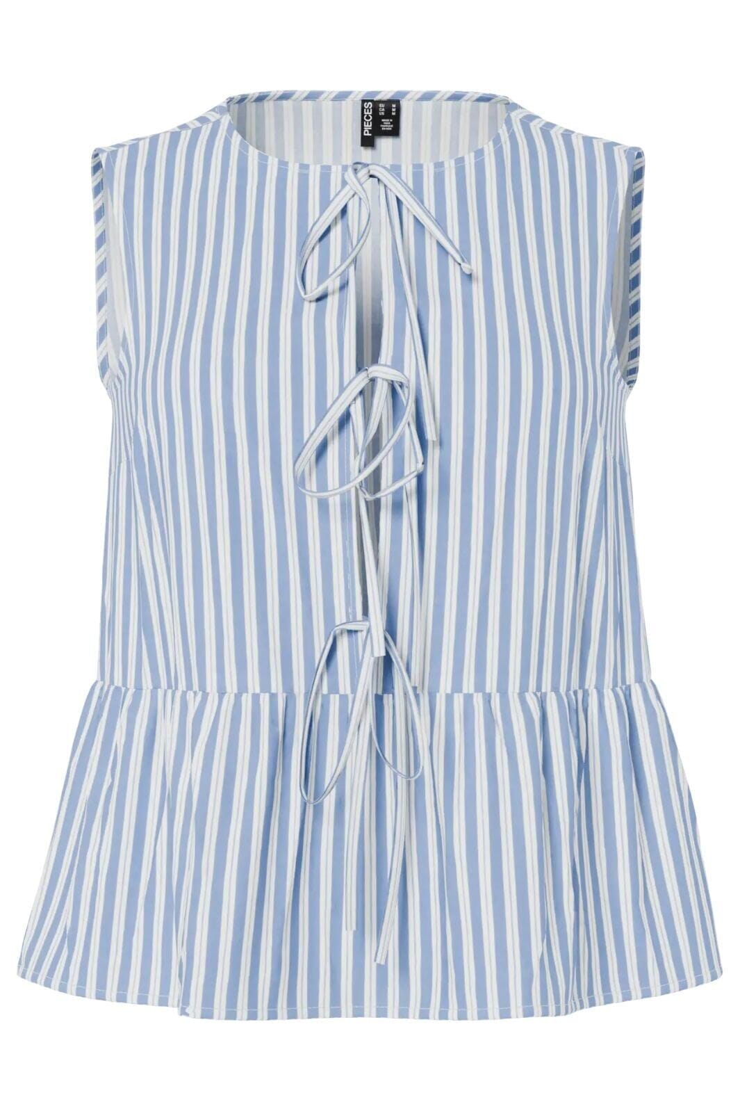 Pieces - Pcjolly Sl Tie Top - 4904306 Hydrangea Bright White Toppe 