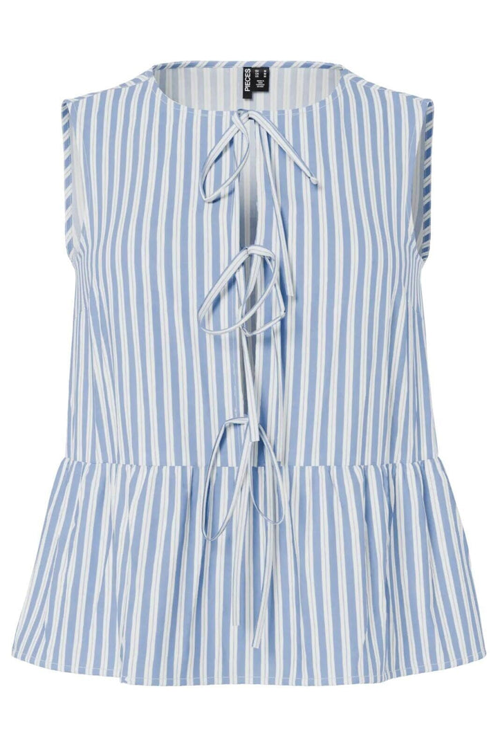 Pieces - Pcjolly Sl Tie Top - 4904306 Hydrangea Bright White Toppe 