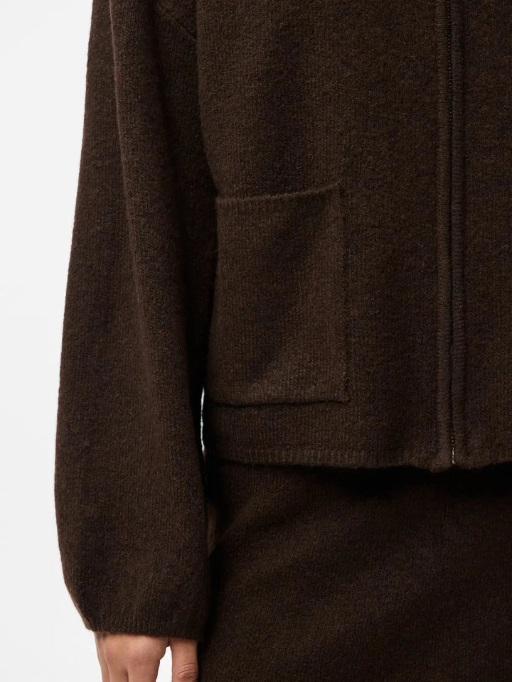 Pieces - Pcjunna Ls V-Neck Knit Cardigan - 4819445 Hot Fudge Melange Cardigans 