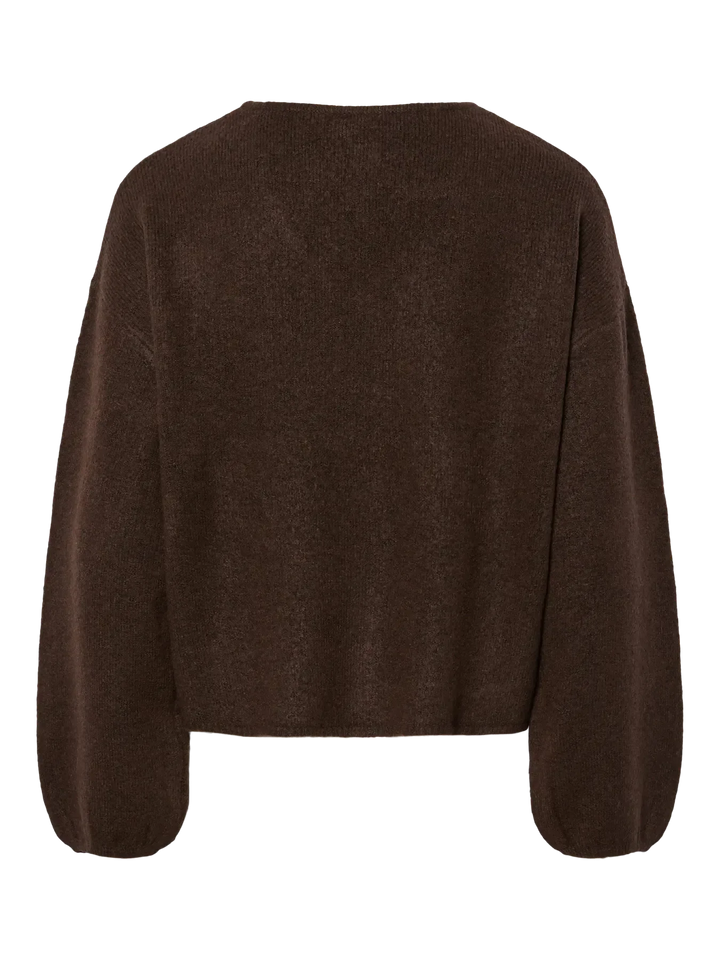 Pieces - Pcjunna Ls V-Neck Knit Cardigan - 4819445 Hot Fudge Melange Cardigans 