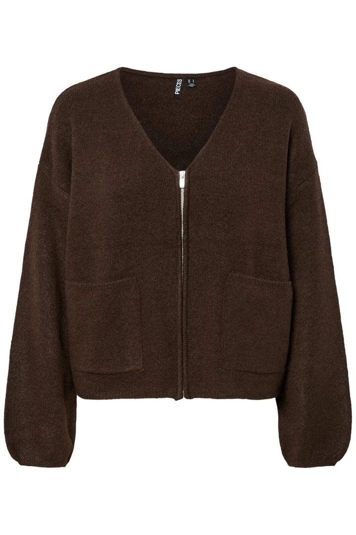Pieces - Pcjunna Ls V-Neck Knit Cardigan - 4819445 Hot Fudge Melange Cardigans 