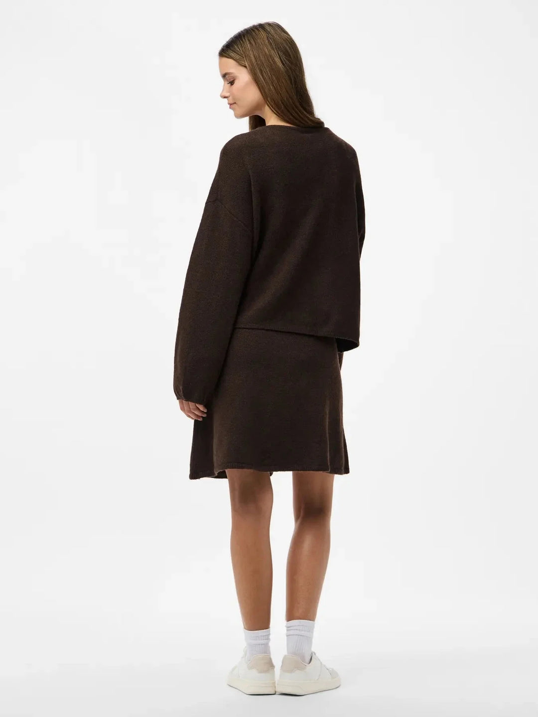 Pieces - Pcjunna Ls V-Neck Knit Cardigan - 4819445 Hot Fudge Melange Cardigans 