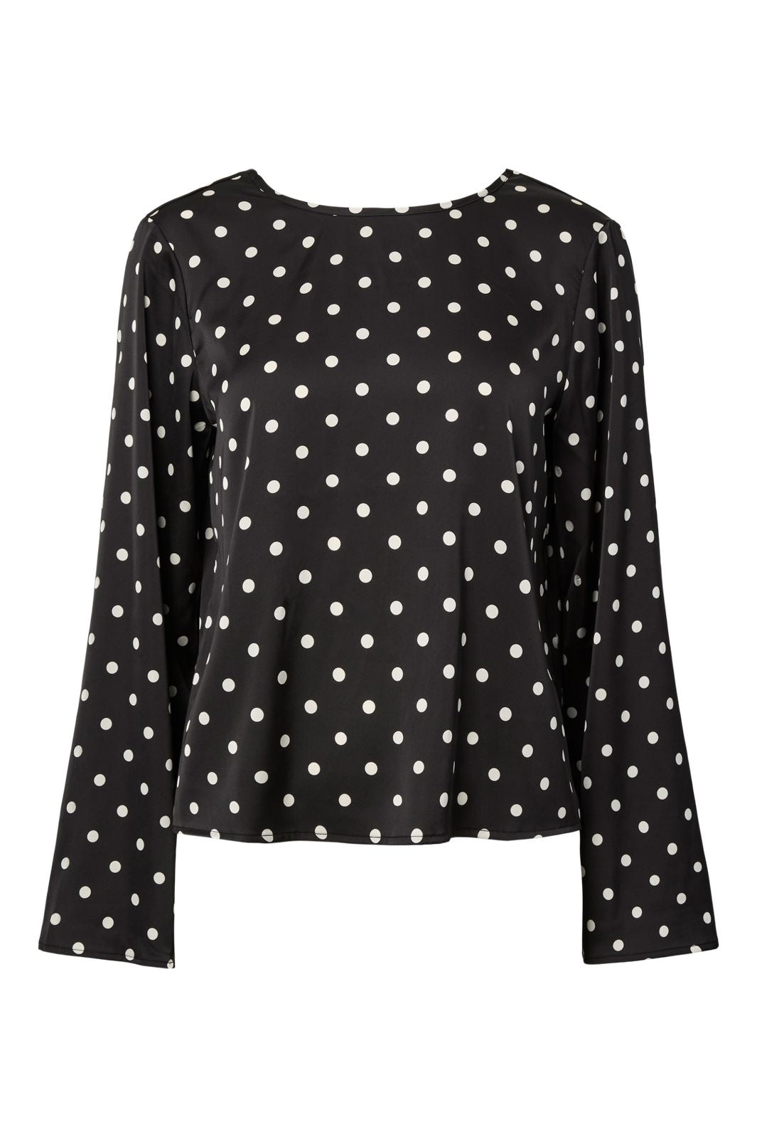 Pieces - Pcjytta Ls Satin Top - 5052187 Black White Dots