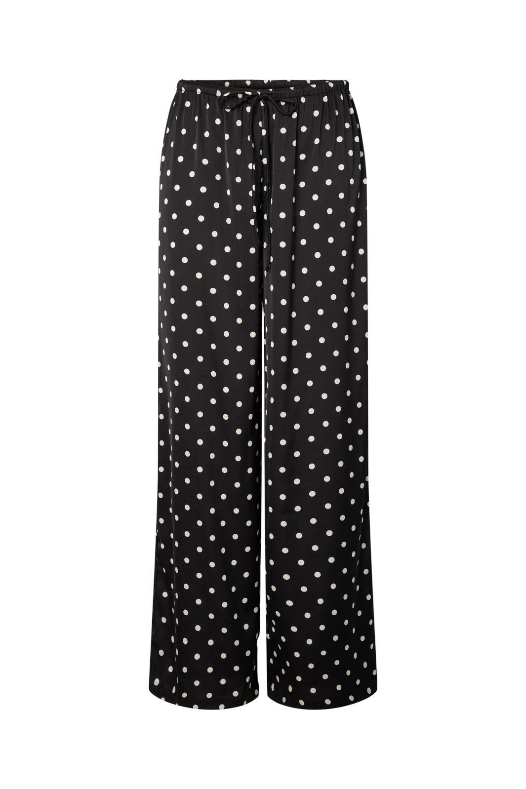 Pieces - Pcjytta Straight Satin Pants - 5052181 Black White Dots