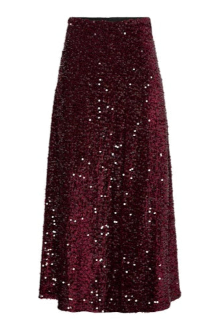 Pieces - Pckam Ankle Skirt - 4859160 Tawny Port Tawney Port Sequins Nederdele 