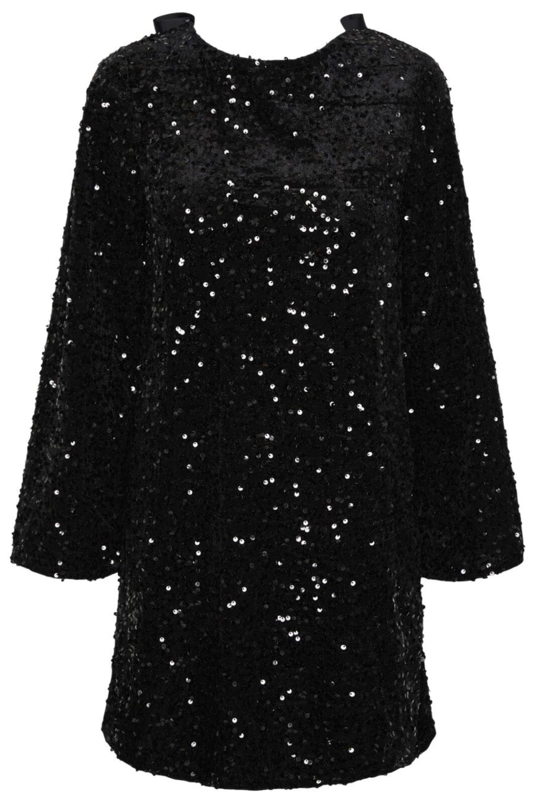 Pieces - Pckam Ls Deep Back Bow Dress - 4617670 Black Black Sequins