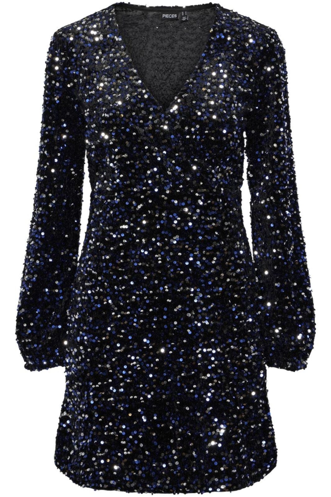 Pieces - Pckam Ls Wrap Dress - 4617679 Black Bellweather Sequins