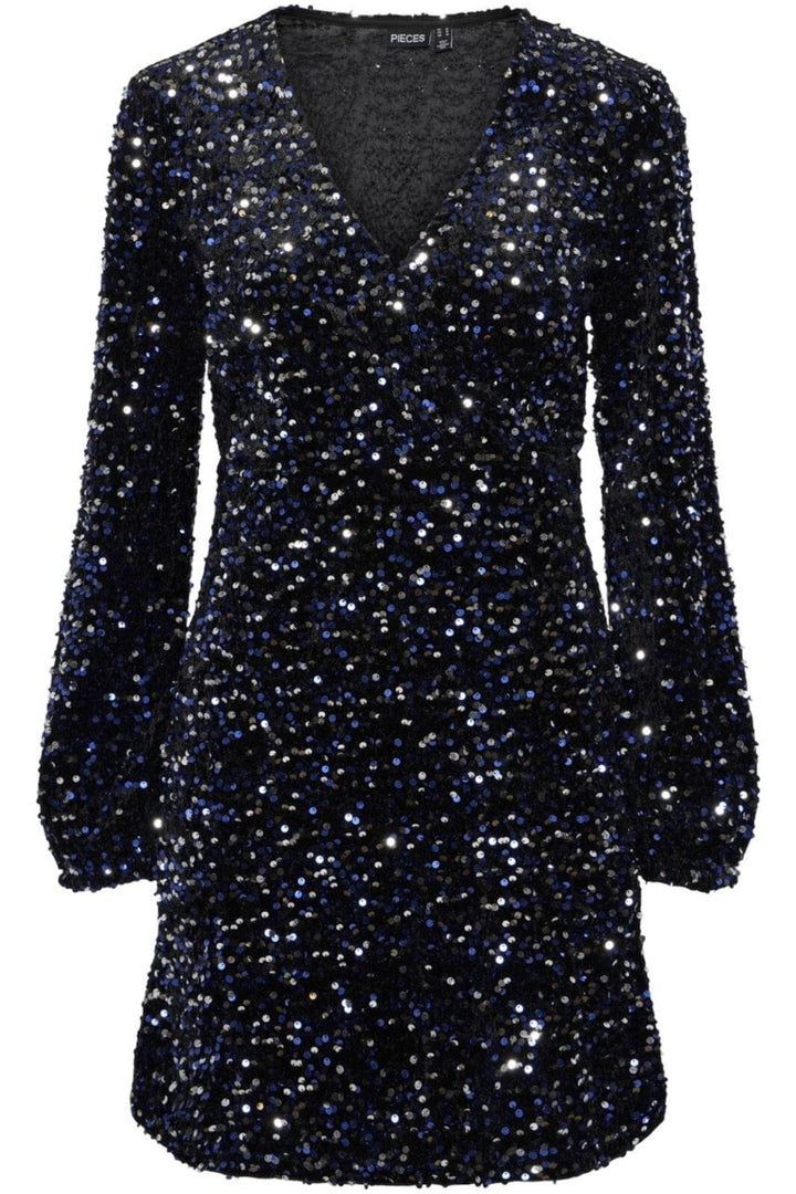 Pieces - Pckam Ls Wrap Dress - 4617679 Black Bellweather Sequins