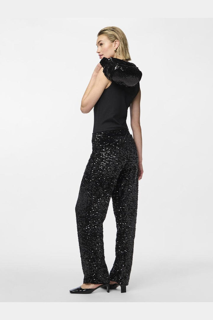 Pieces - Pckam Wide Pant - 4617668 Black Black Sequins