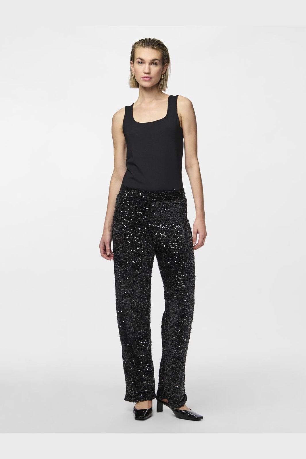Pieces - Pckam Wide Pant - 4617668 Black Black Sequins