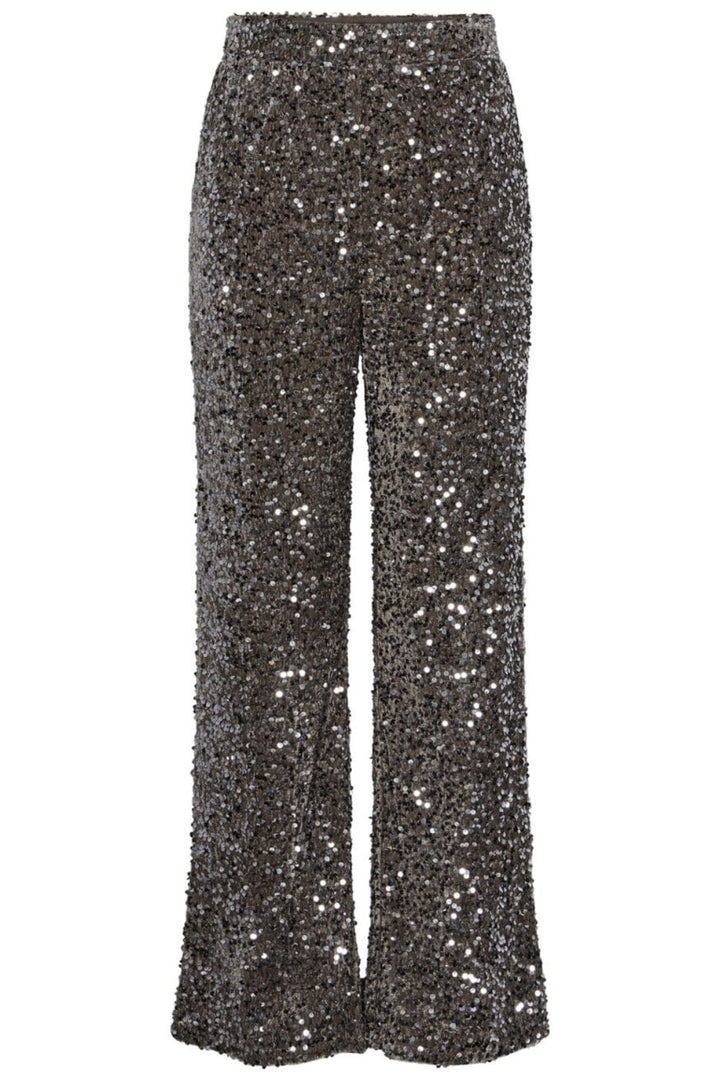 Pieces - Pckam Wide Pant - 4641530 Morel Silver Sequins