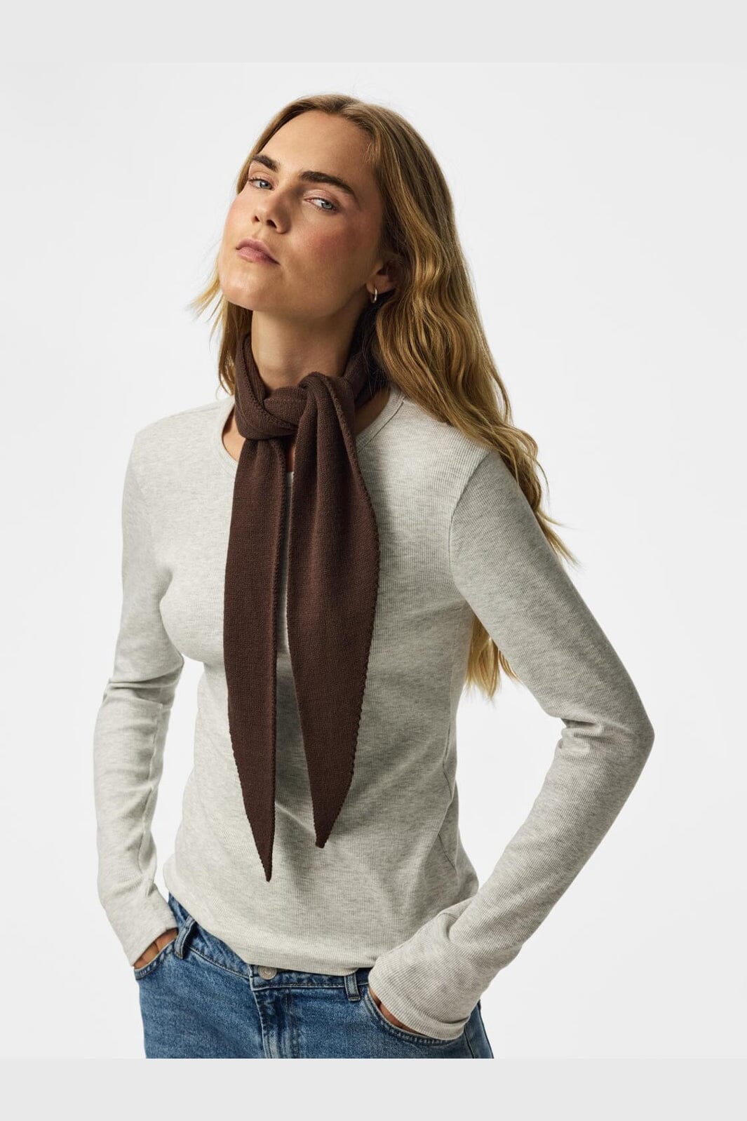 Pieces - Pckomma Triangle Scarf - 4824171 Hot Fudge