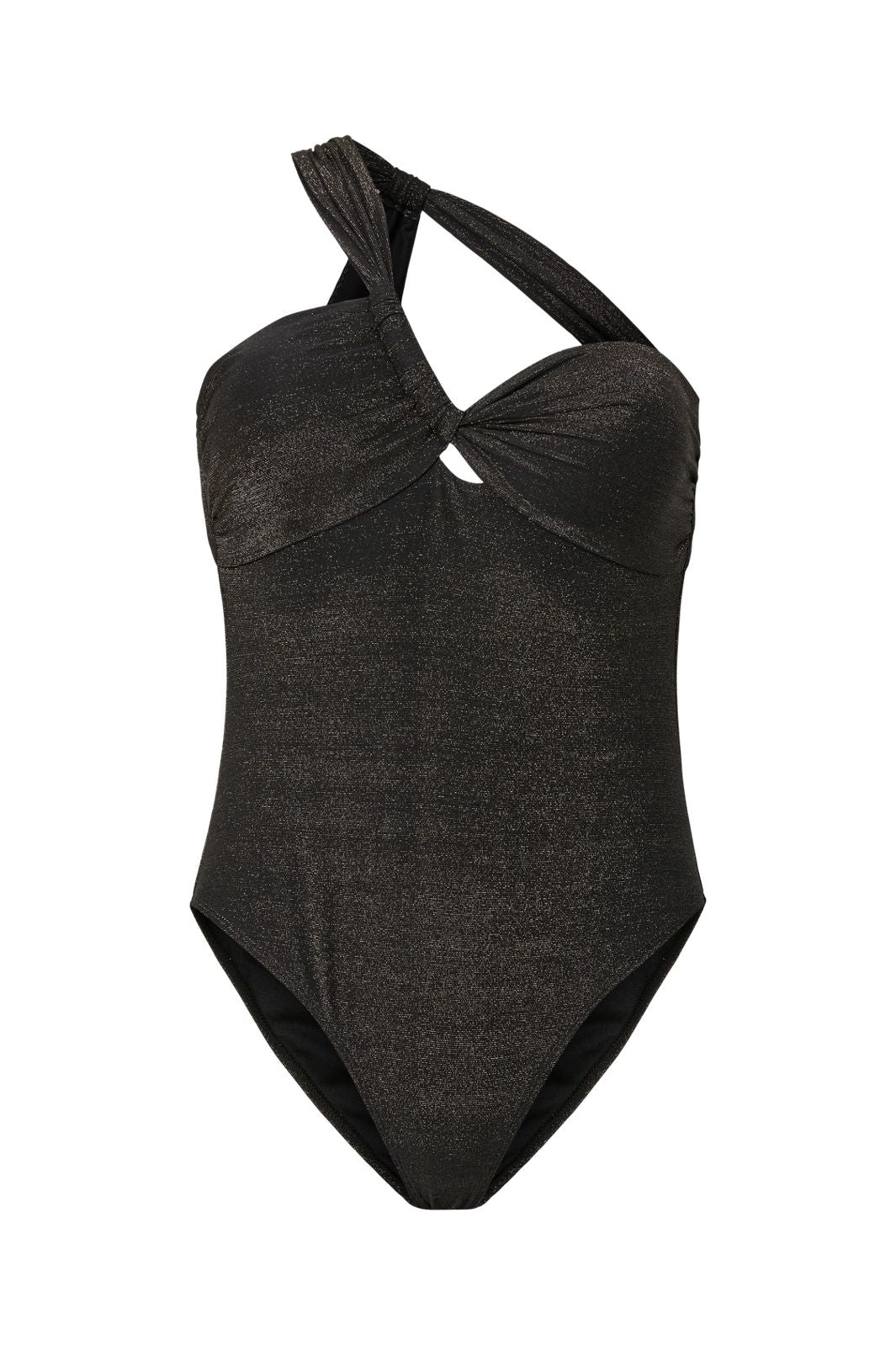 Pieces - Pclaomi Lurex One Shoulder Swimsuit - 4929406 Black Gold Lurex