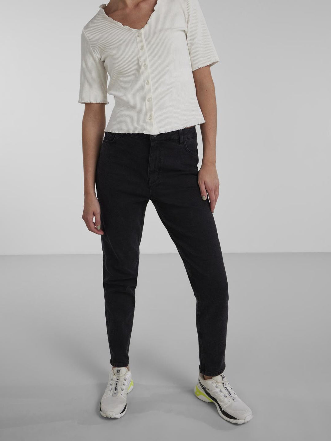 Pieces - PcLeah Mom HW Ank Rinse NOOS - Black Denim
