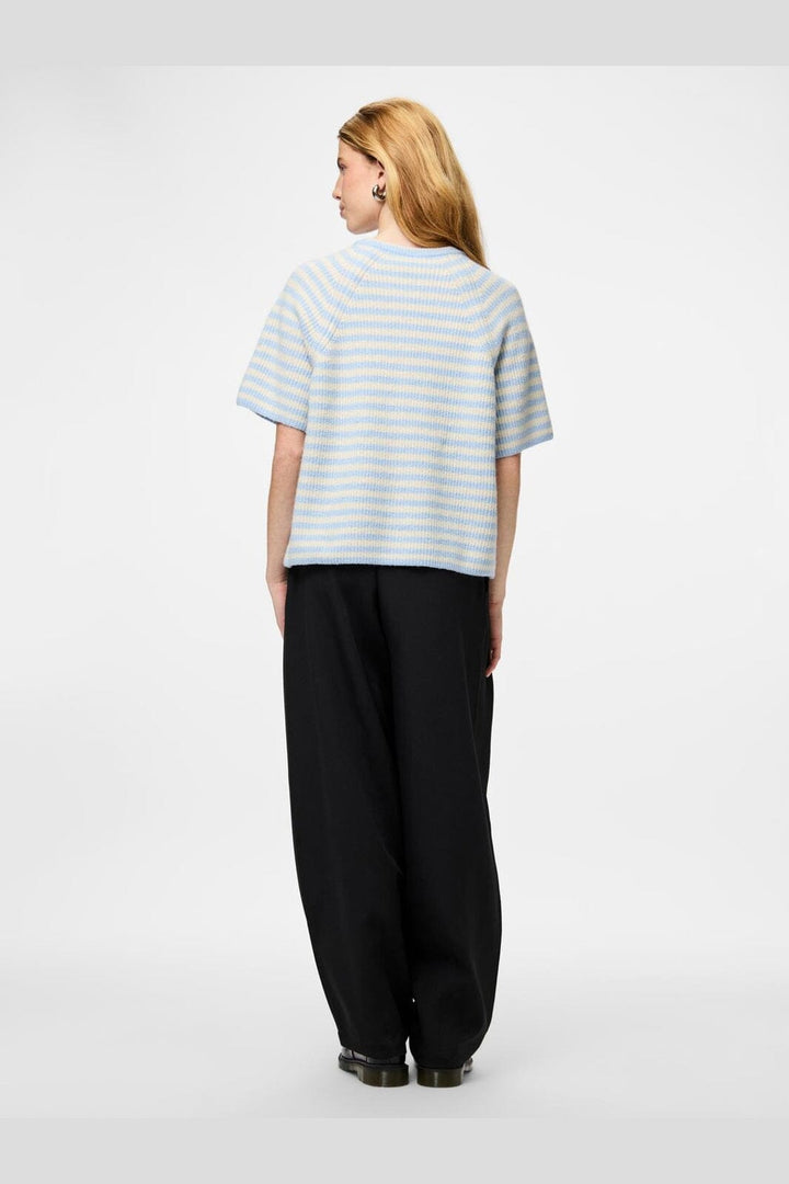 Pieces - Pcmalou Ss O-Neck Stripe Cardigan Pwp - 4931566 Cashmere Blue Birch