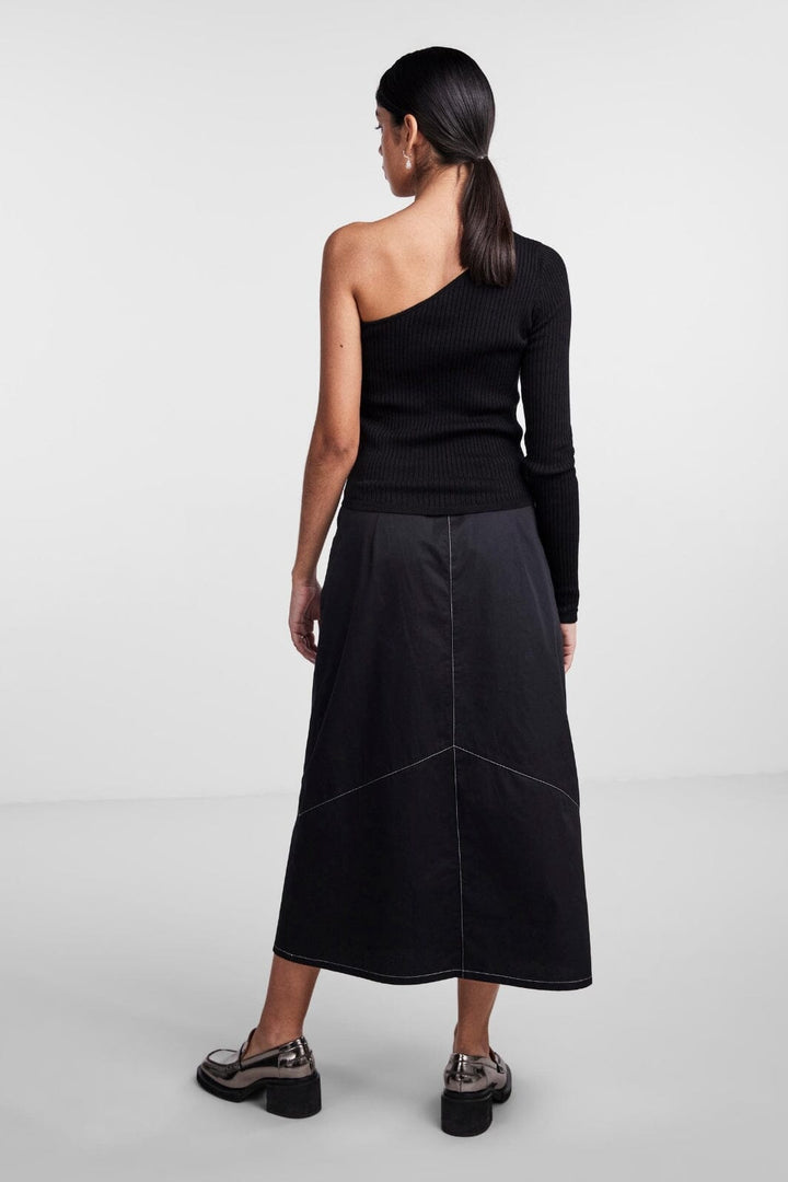Pieces - Pcmandy One Shoulder Knit Top Dmo - Black