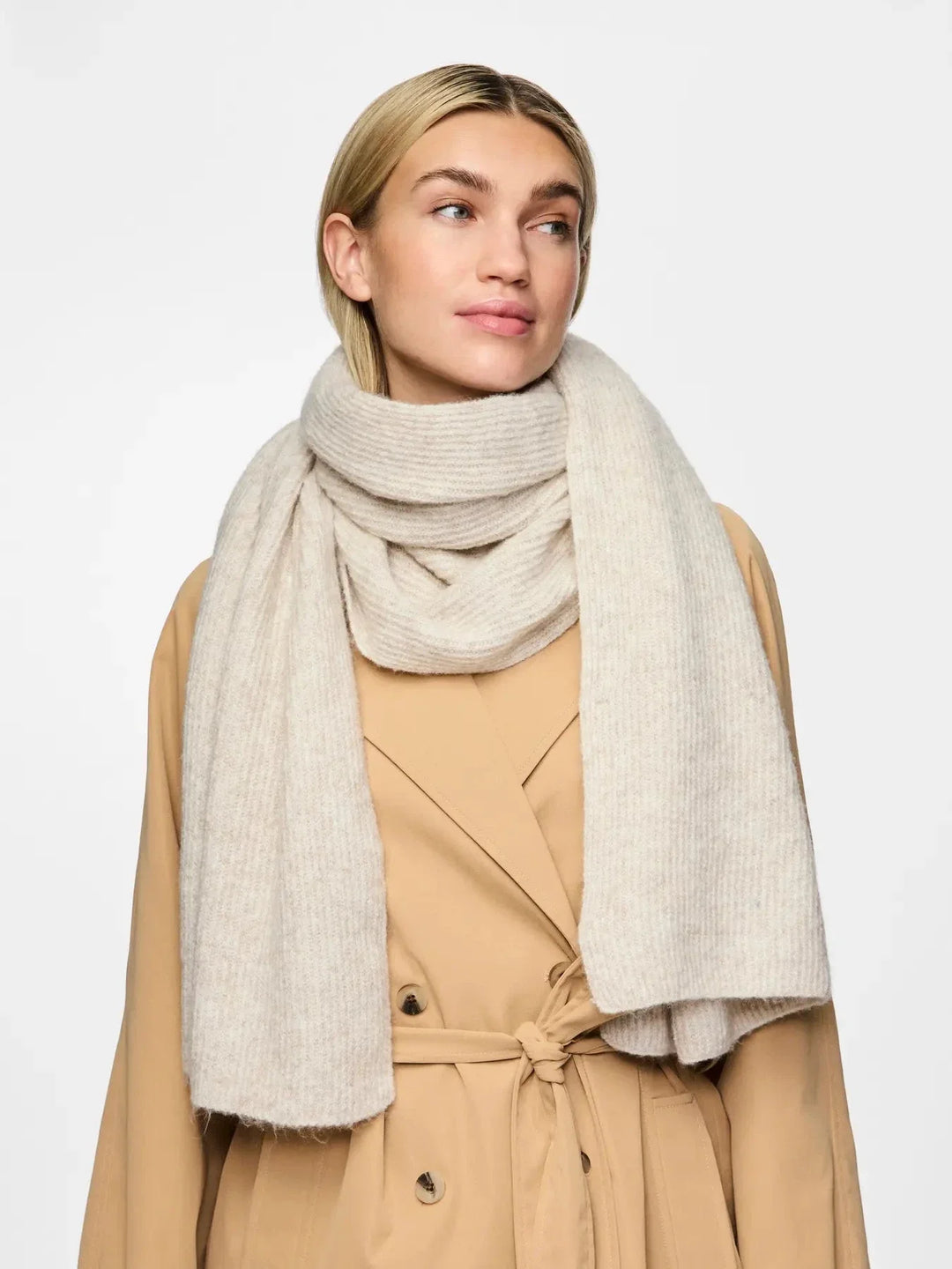 Pieces - Pcmoella Scarf - 4547299 Whitecap Gray Melange Tørklæder 