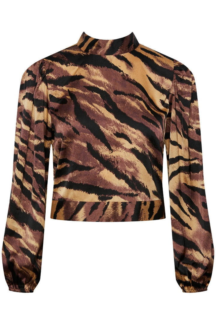 Pieces - PcMonalise LS Open Back Top - Chicory Coffee/Tiger