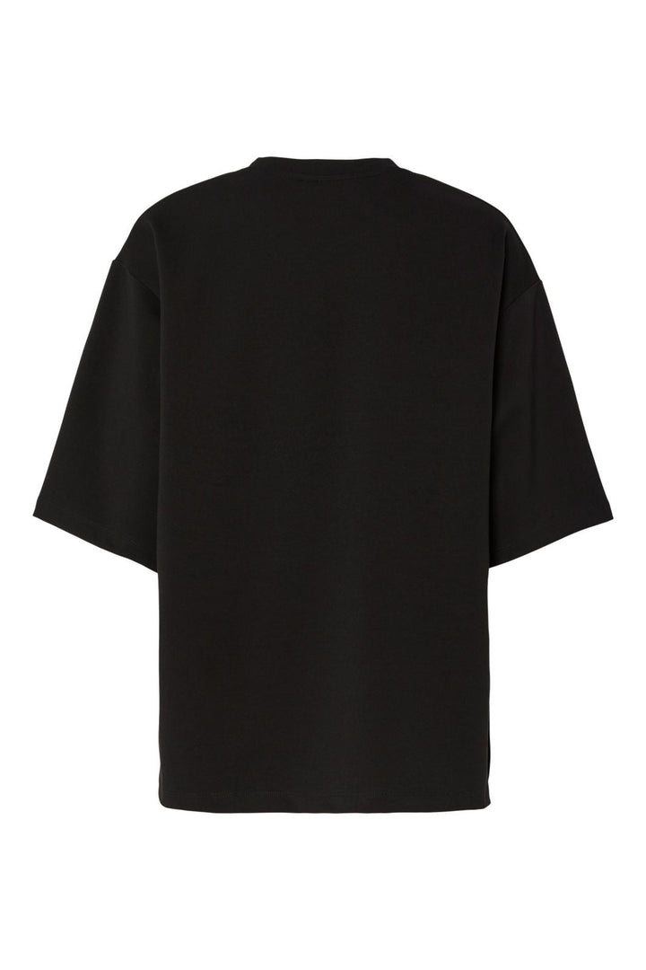 Pieces - Pcmuna Ss O-Neck Oversize Tee - 4864326 Black White Embroidery
