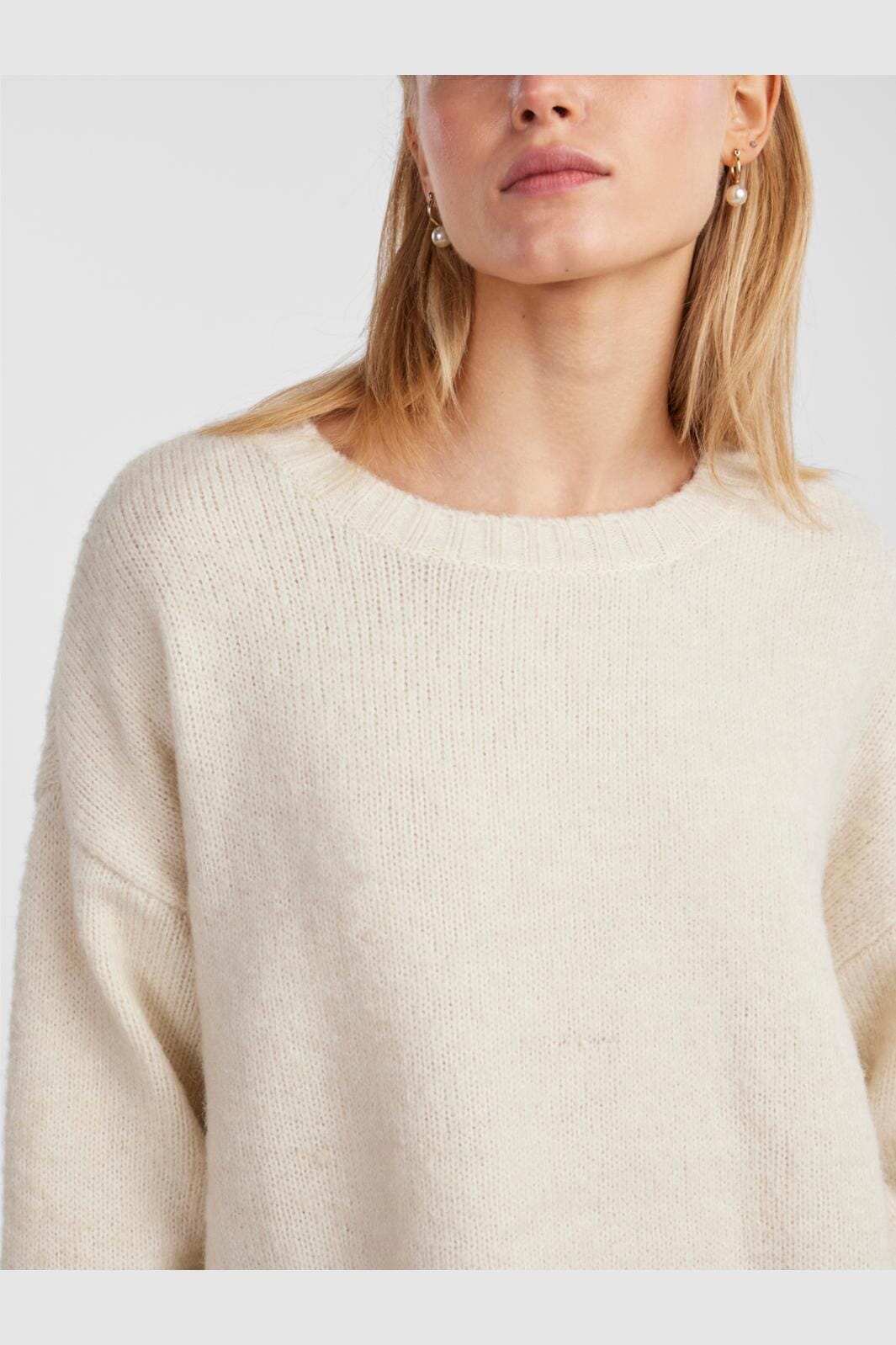 Pieces - Pcnancy Ls Loose O-Neck Knit - 4262773 Birch
