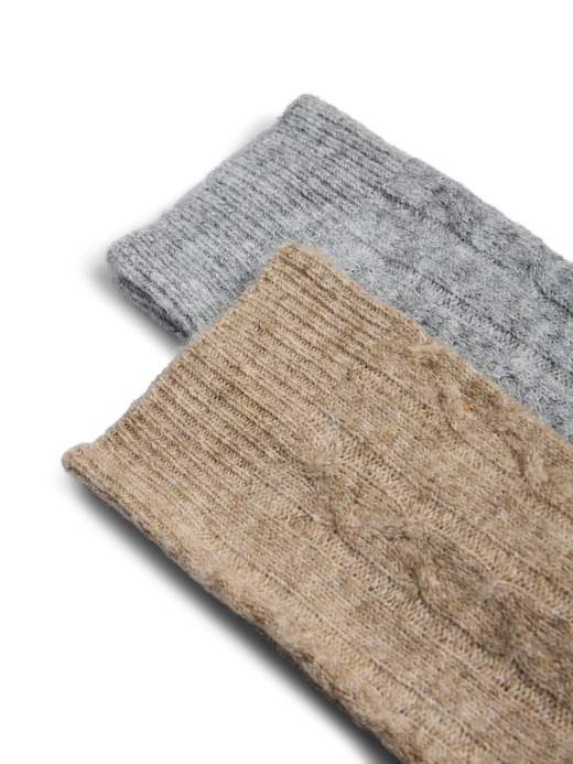 Pieces - Pcnonna Xmas Socks 2 Pack Fp - 4635286 Silver Mink Medium Grey Melange Strømper 