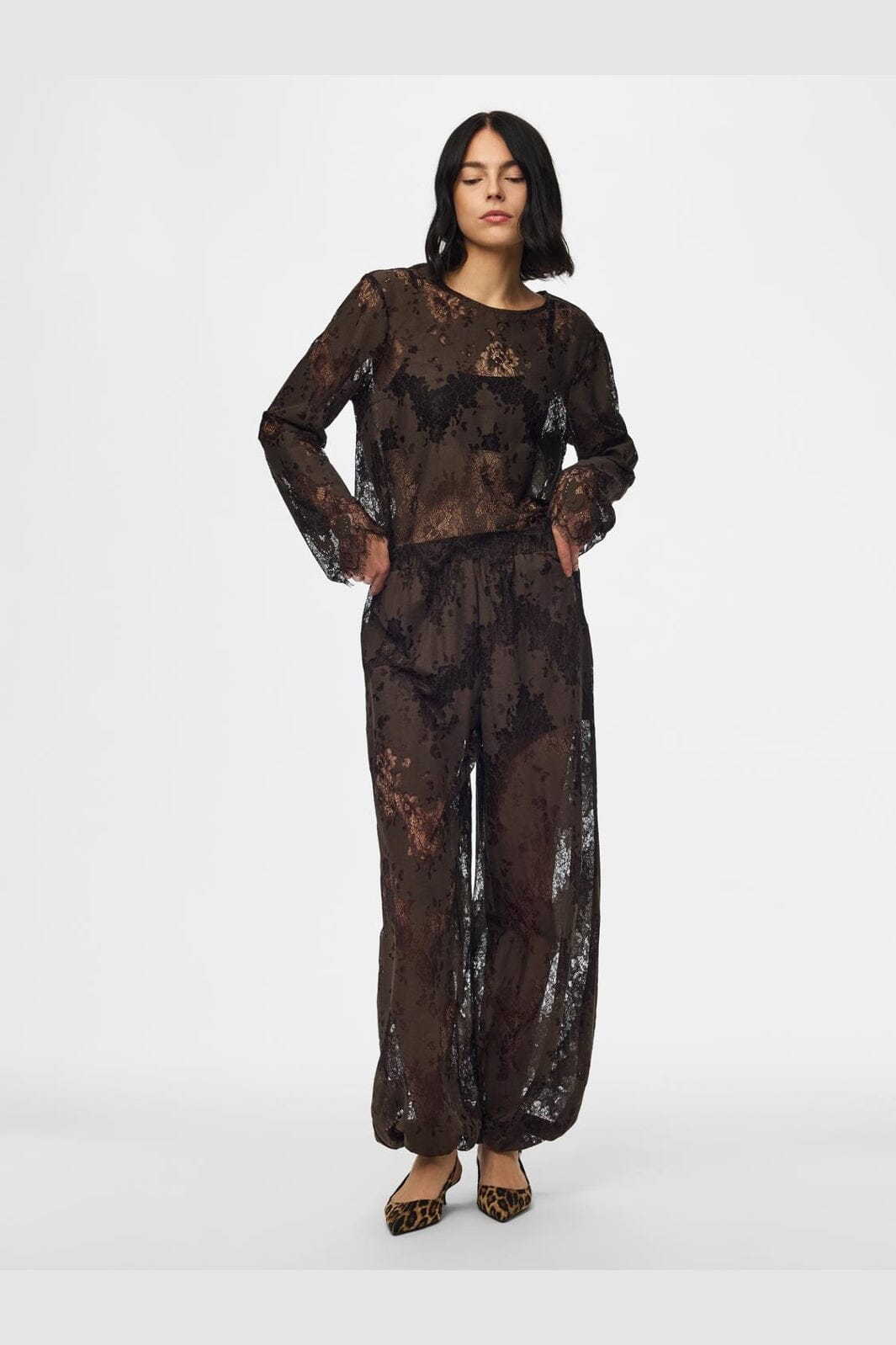 Pieces - Pcnorinne Balloon Pants - 5171275 Hot Fudge