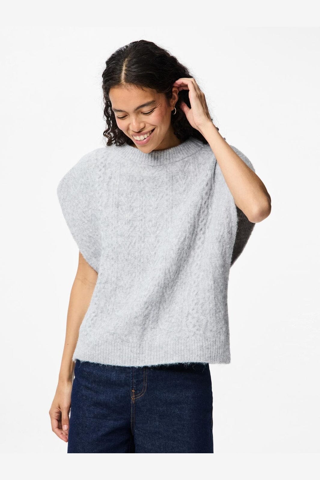 Pieces - Pcnosie Poncho - 4579703 Light Grey Melange