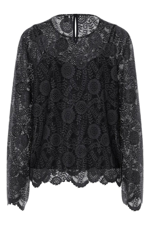 Pieces - Pcolline Ls Lace O-Neck Top - 4802666 Black