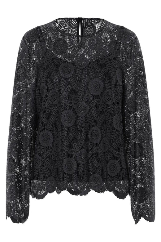 Pieces - Pcolline Ls Lace O-Neck Top - 4802666 Black