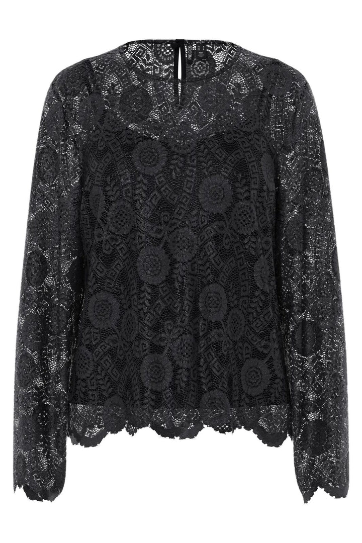 Pieces - Pcolline Ls Lace O-Neck Top - 4802666 Black