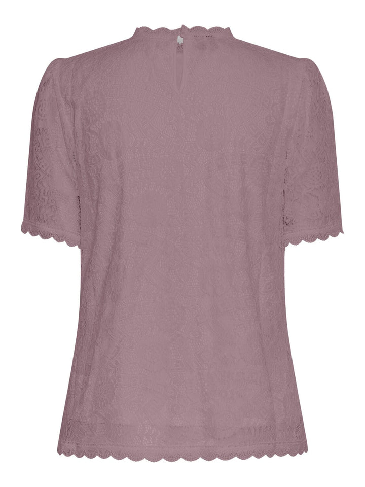 Pieces - Pcolline Ss Lace Top - 4474972 Woodrose