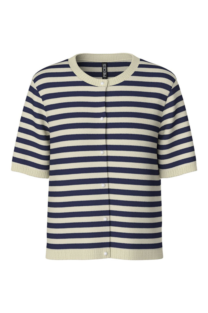 Pieces - Pcorina Ss Stripe Knit Cardi Pwp - 4870440 Maritime Blue Birch