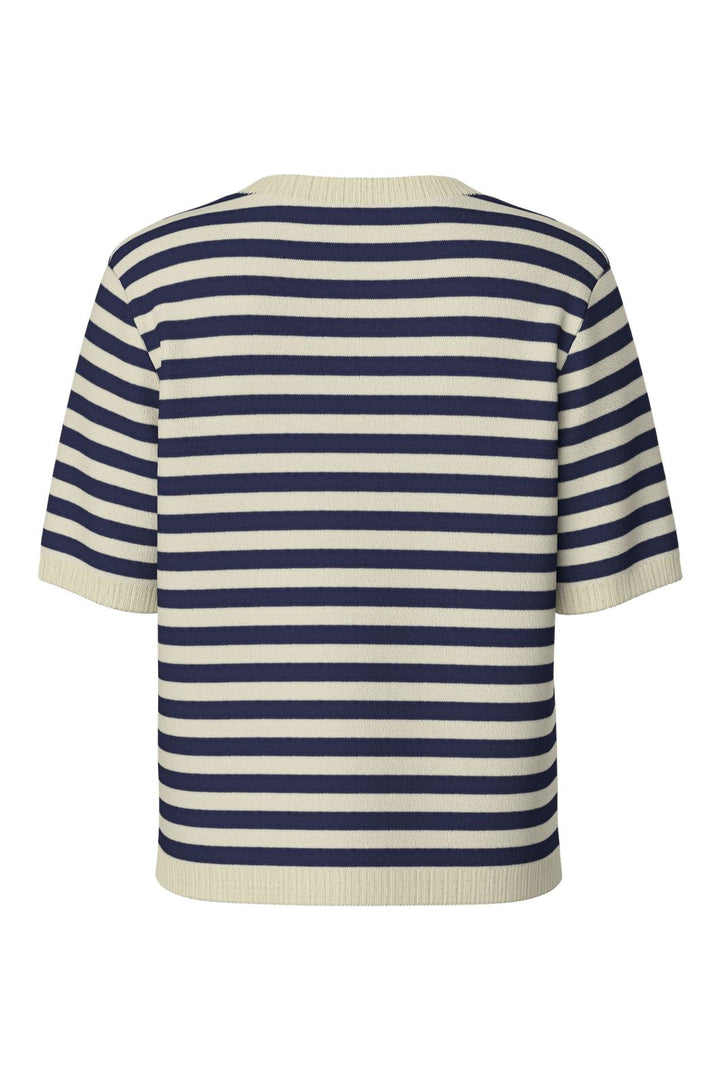 Pieces - Pcorina Ss Stripe Knit Cardi Pwp - 4870440 Maritime Blue Birch